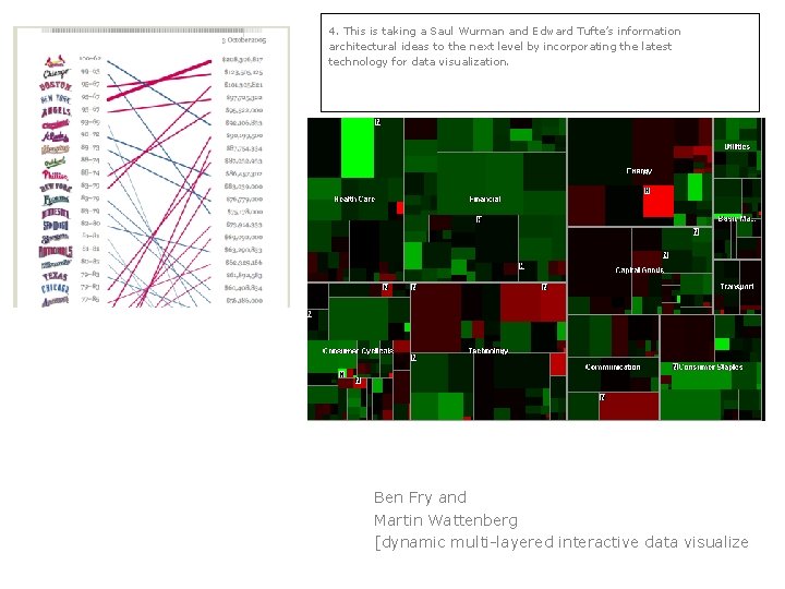 4. This is taking a Saul Wurman and Edward Tufte’s information architectural ideas to