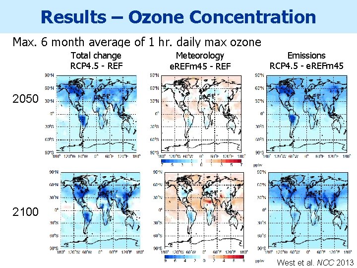 Results – Ozone Concentration Max. 6 month average of 1 hr. daily max ozone