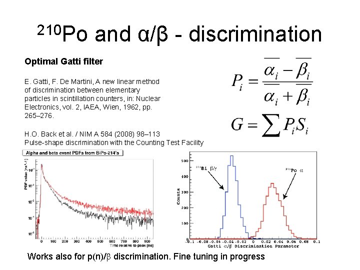 210 Po and α/β - discrimination Optimal Gatti filter E. Gatti, F. De Martini,