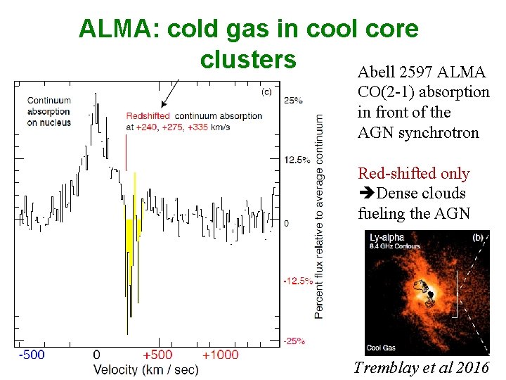 ALMA: cold gas in cool core clusters Abell 2597 ALMA CO(2 -1) absorption in