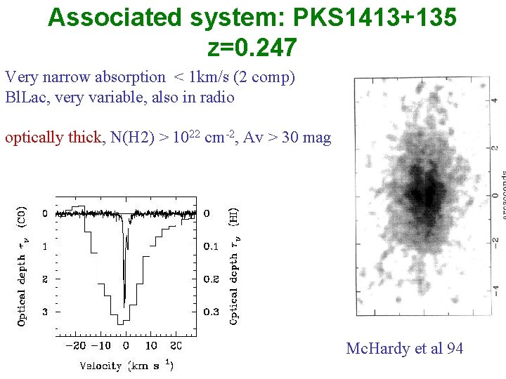 Associated system: PKS 1413+135 z=0. 247 Very narrow absorption < 1 km/s (2 comp)