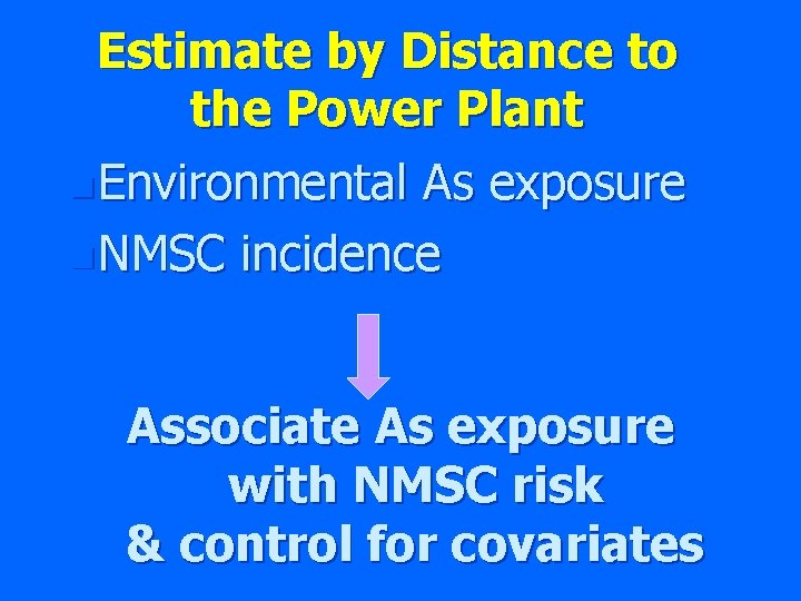 Estimate by Distance to the Power Plant n Environmental As exposure n NMSC incidence