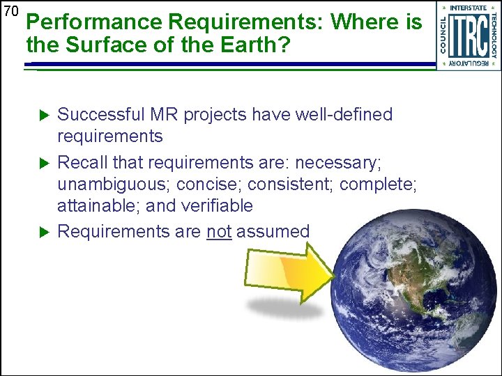 70 Performance Requirements: Where is the Surface of the Earth? u u u Successful