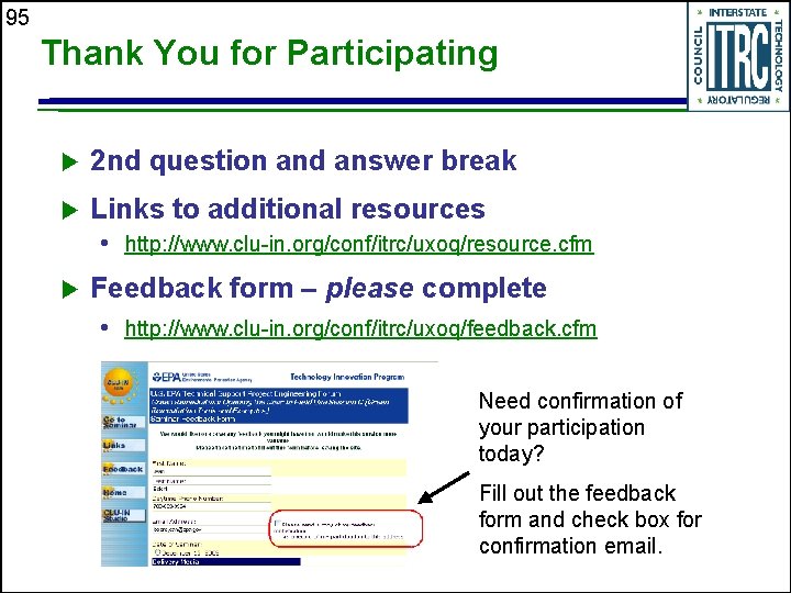 95 Thank You for Participating u 2 nd question and answer break u Links