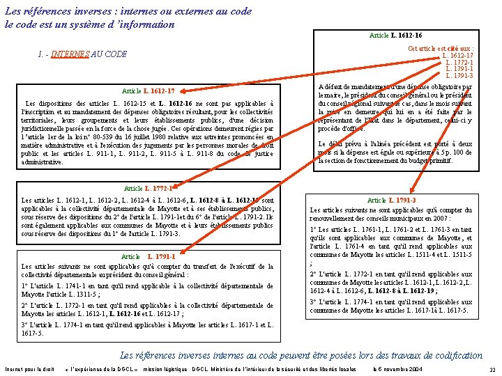 Les références inverses : internes ou externes au code le code est un système