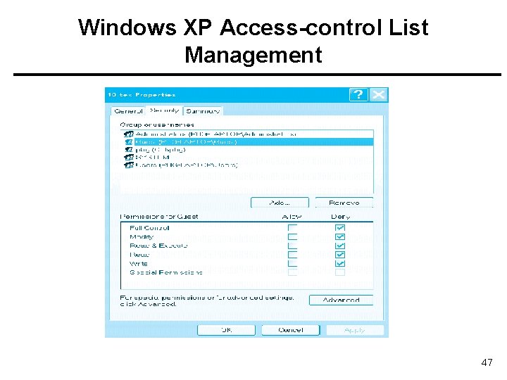 Windows XP Access-control List Management 47 