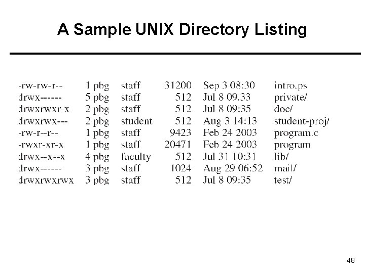 A Sample UNIX Directory Listing 48 