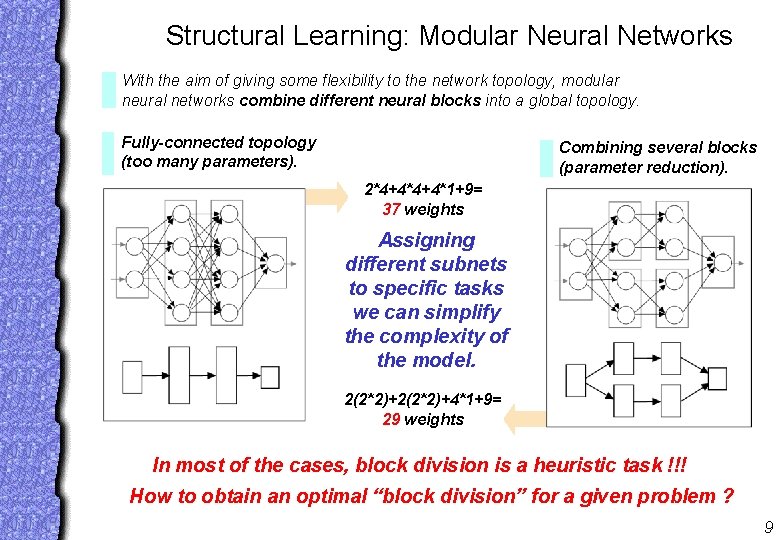 Structural Learning: Modular Neural Networks With the aim of giving some flexibility to the