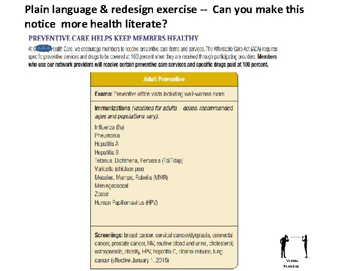 Plain language & redesign exercise -- Can you make this notice more health literate?