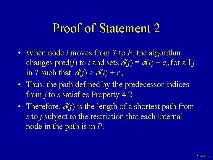 Proof of Statement 2 • When node i moves from T to P, the