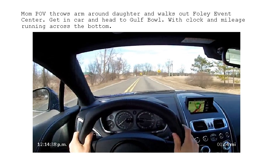 Mom POV throws arm around daughter and walks out Foley Event Center. Get in