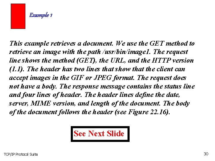 Example 1 This example retrieves a document. We use the GET method to retrieve