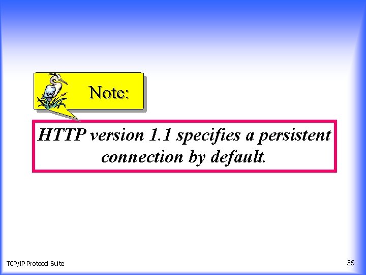 Note: HTTP version 1. 1 specifies a persistent connection by default. TCP/IP Protocol Suite