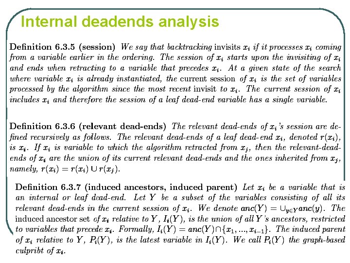 Internal deadends analysis 