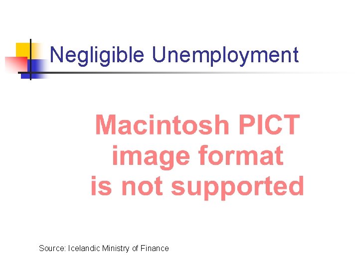 Negligible Unemployment Source: Icelandic Ministry of Finance 