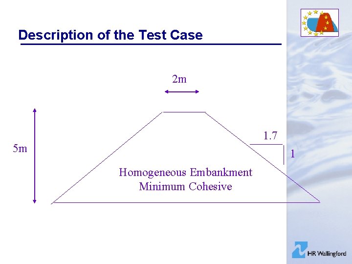 Description of the Test Case 2 m 1. 7 5 m 1 Homogeneous Embankment