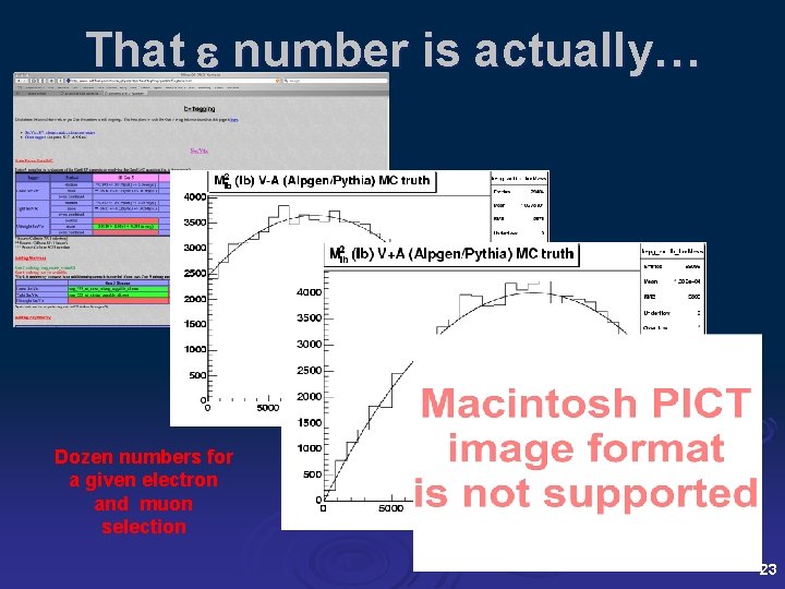 That number is actually… Dozen numbers for a given electron and muon selection 23