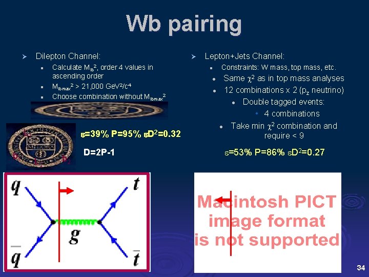 Wb pairing Ø Dilepton Channel: l l l Calculate Mlb 2, order 4 values