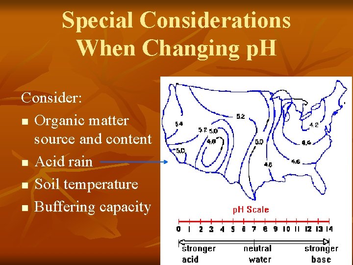 Special Considerations When Changing p. H Consider: n Organic matter source and content n
