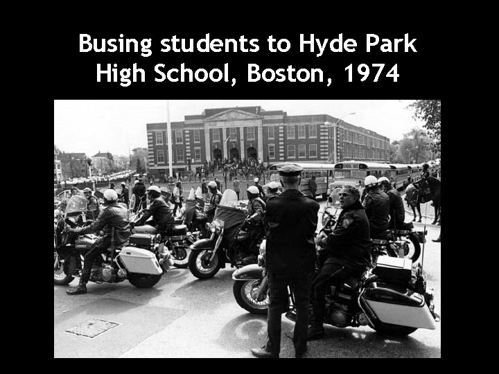 Busing students to Hyde Park High School, Boston, 1974 