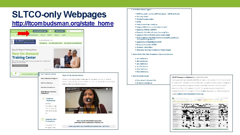 SLTCO-only Webpages http: //ltcombudsman. org/state_home 