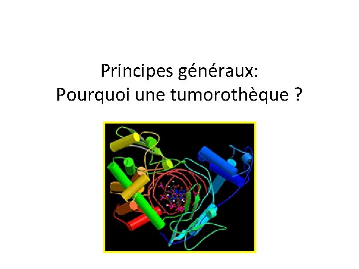 Principes généraux: Pourquoi une tumorothèque ? 