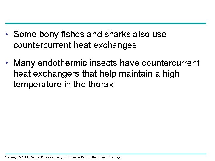  • Some bony fishes and sharks also use countercurrent heat exchanges • Many