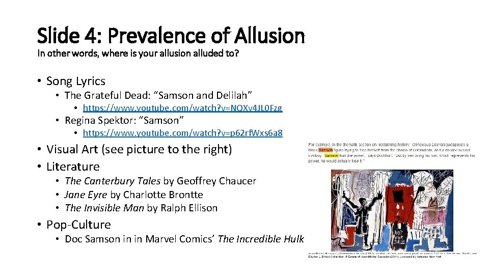 Slide 4: Prevalence of Allusion In other words, where is your allusion alluded to?