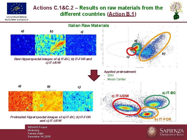 Actions C. 1&C. 2 – Results on raw materials from the different countries (Action