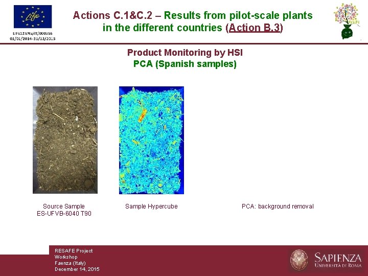 Actions C. 1&C. 2 – Results from pilot-scale plants in the different countries (Action