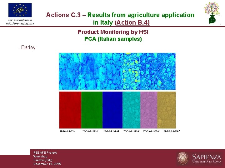 Actions C. 3 – Results from agriculture application in Italy (Action B. 4) Product