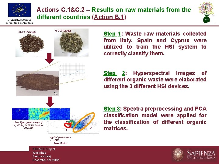 Actions C. 1&C. 2 – Results on raw materials from the different countries (Action