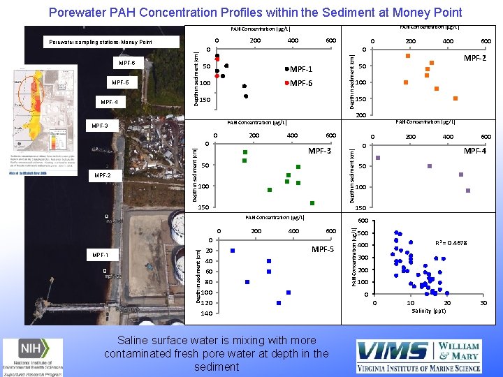 Porewater PAH Concentration Profiles within the Sediment at Money Point PAH Concentration (μg/L) 0