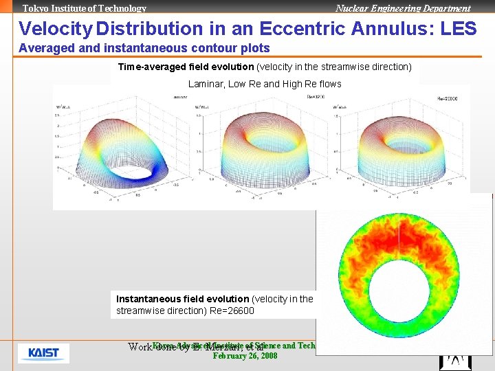 Tokyo Institute of Technology Nuclear Engineering Department Velocity Distribution in an Eccentric Annulus: LES