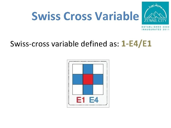 Swiss Cross Variable Swiss-cross variable defined as: 1 -E 4/E 1 