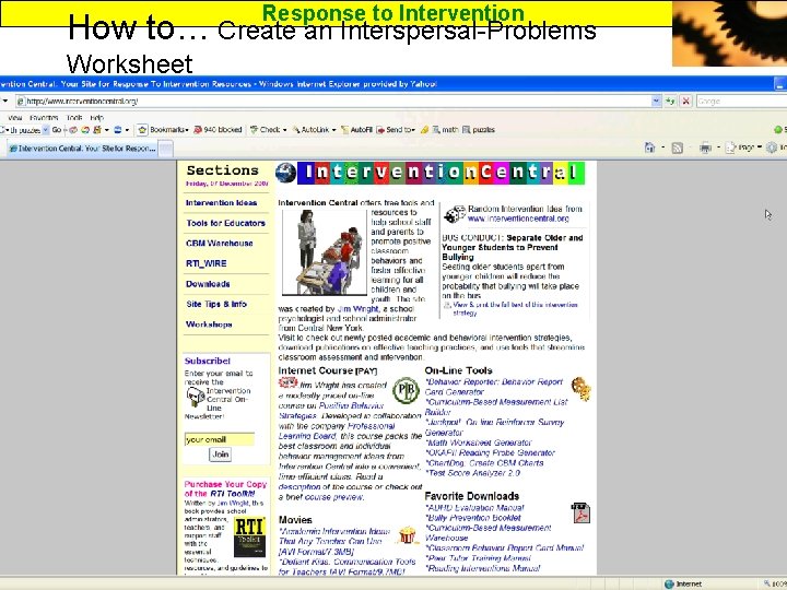 Response to Intervention How to… Create an Interspersal-Problems Worksheet www. interventioncentral. org 46 