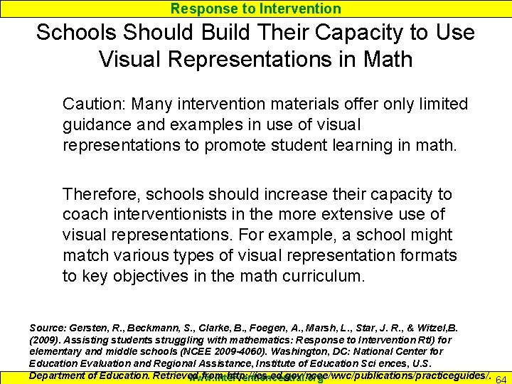 Response to Intervention Schools Should Build Their Capacity to Use Visual Representations in Math