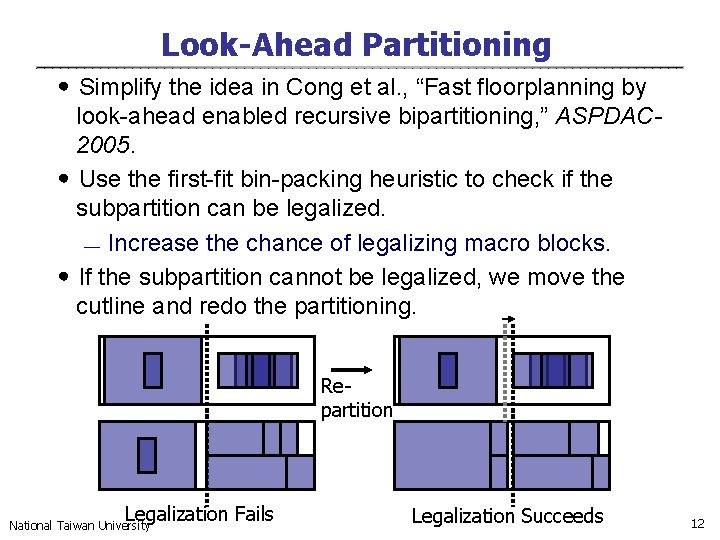 Look-Ahead Partitioning ․Simplify the idea in Cong et al. , “Fast floorplanning by look-ahead