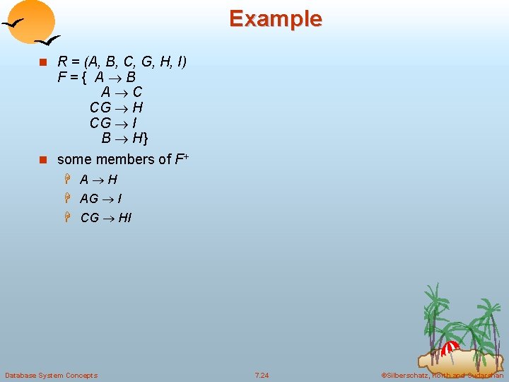 Example n R = (A, B, C, G, H, I) F={ A B A Example n R = (A, B, C, G, H, I) F={ A B A