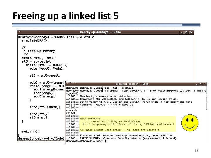 Freeing up a linked list 5 17 