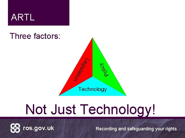 ARTL Three factors: Not Just Technology! ros. gov. uk Recording and safeguarding your rights