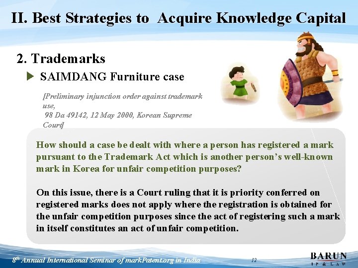 II. Best Strategies to Acquire Knowledge Capital 2. Trademarks ▶ SAIMDANG Furniture case [Preliminary