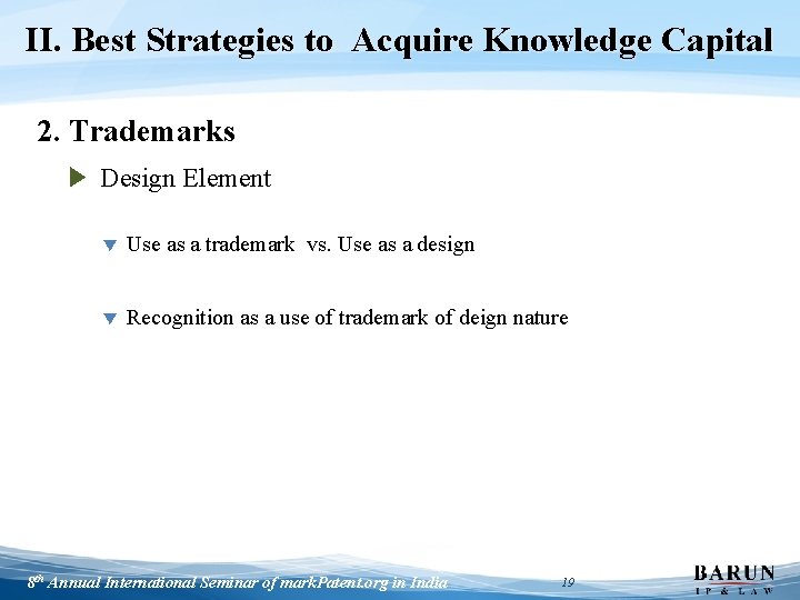 II. Best Strategies to Acquire Knowledge Capital 2. Trademarks ▶ Design Element ▼ Use