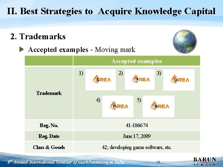 II. Best Strategies to Acquire Knowledge Capital 2. Trademarks ▶ Accepted examples - Moving