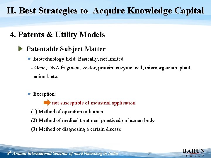 II. Best Strategies to Acquire Knowledge Capital 4. Patents & Utility Models ▶ Patentable