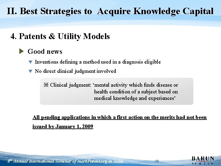 II. Best Strategies to Acquire Knowledge Capital 4. Patents & Utility Models ▶ Good