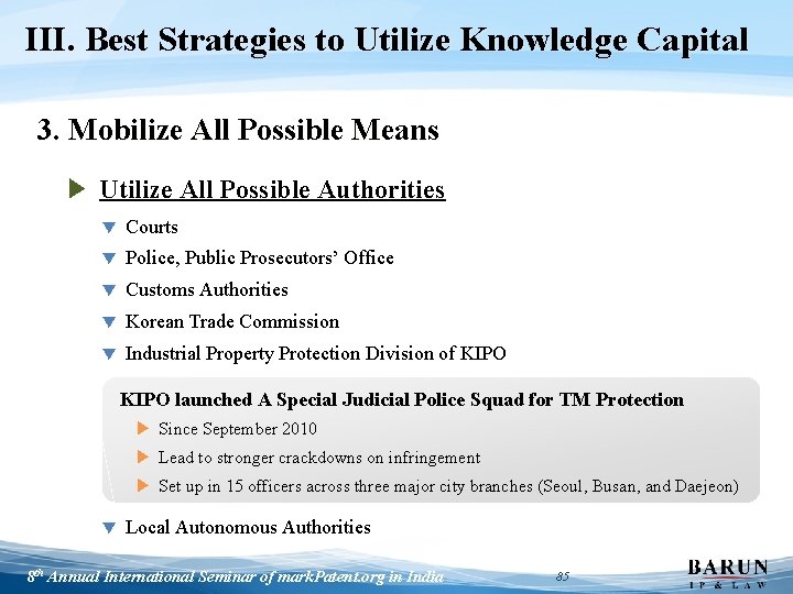 III. Best Strategies to Utilize Knowledge Capital 3. Mobilize All Possible Means ▶ Utilize
