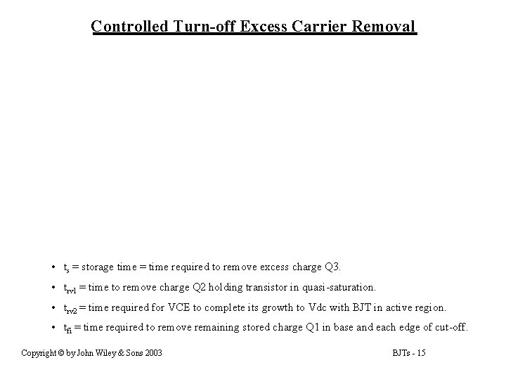 Controlled Turn-off Excess Carrier Removal • ts = storage time = time required to Controlled Turn-off Excess Carrier Removal • ts = storage time = time required to