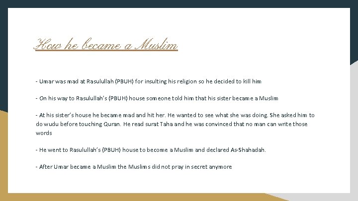 How he became a Muslim - Umar was mad at Rasulullah (PBUH) for insulting