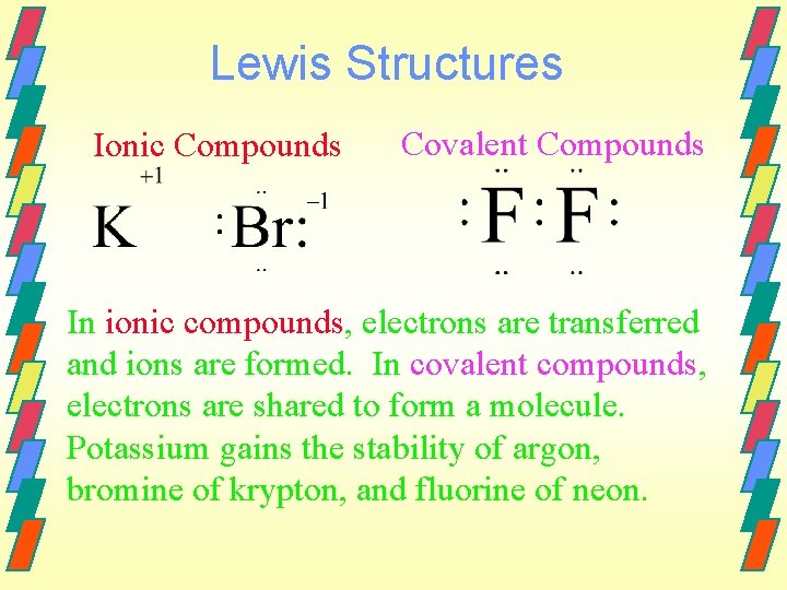 Lewis Structures Ionic Compounds Covalent Compounds In ionic compounds, electrons are transferred and ions